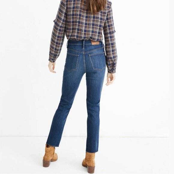 Madewell Stovepipe Dark Wash High Rise Stretch Jeans in Fairdale Wash TENCEL 27 - Picture 3 of 13